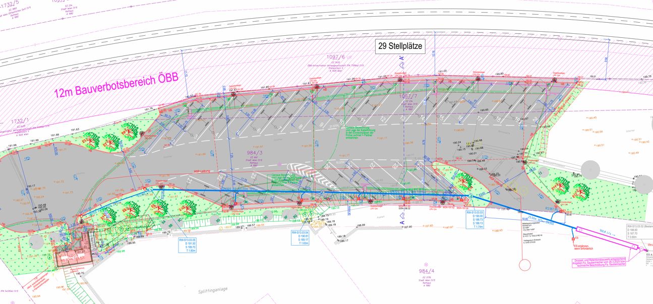 Neuerrichtung einer Stellplatzanlage mit Ladestellen für E-LKW für Saubermacher