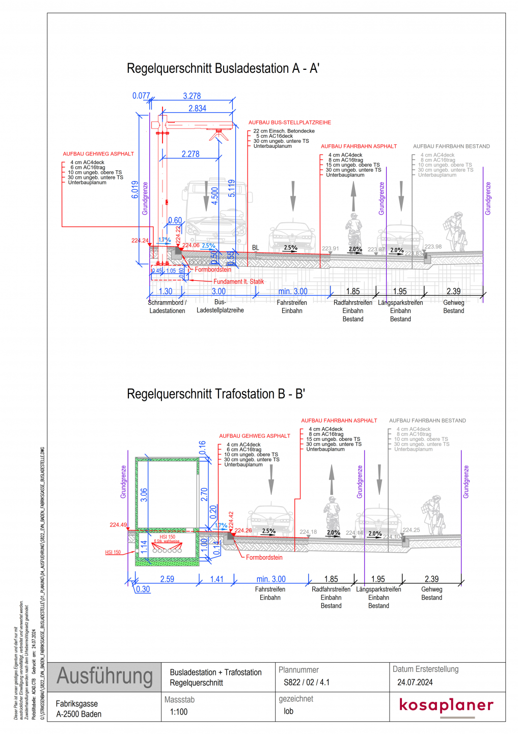 Errichtung von Ladestellplätzen für Elektrobusse im öffentlichen Raum in Baden
